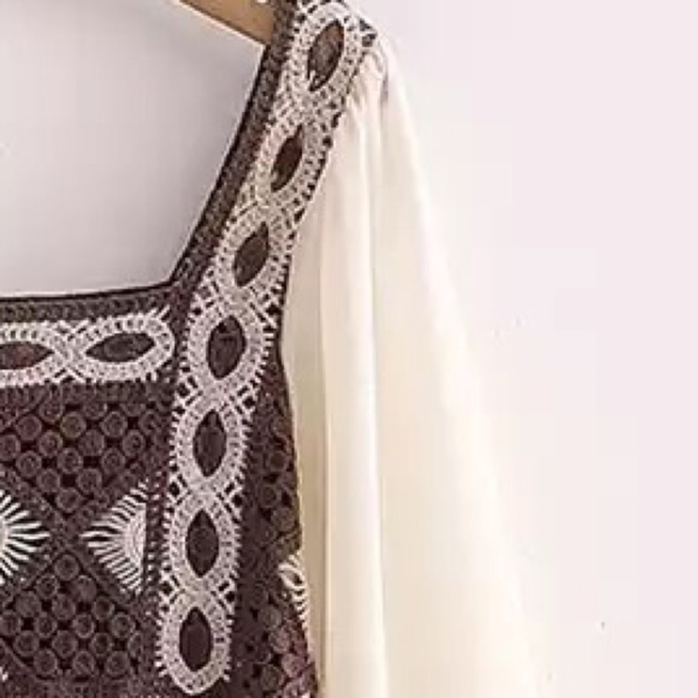 Bohemian Chic Chiffon Knit Blouse - Picture 6 of 11